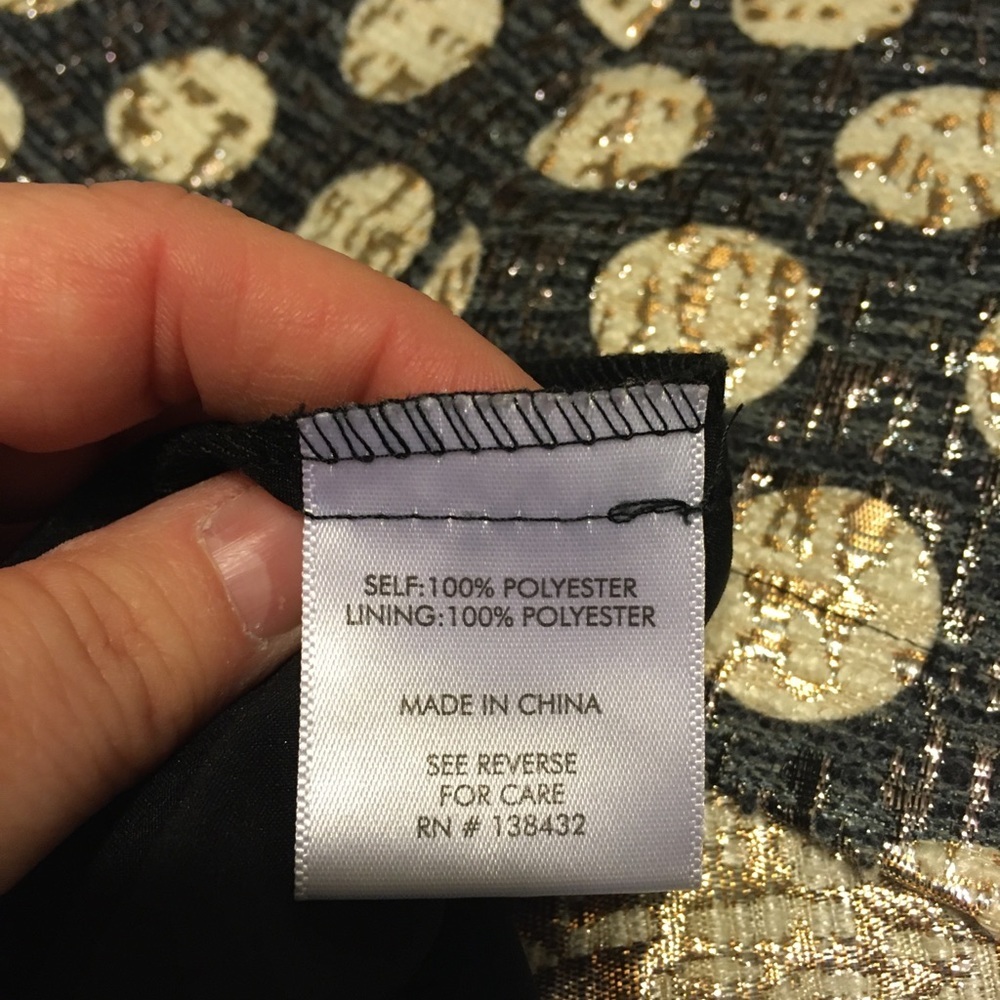 ModCloth polka dot black metallic gold dress sz L - Picture 6 of 7